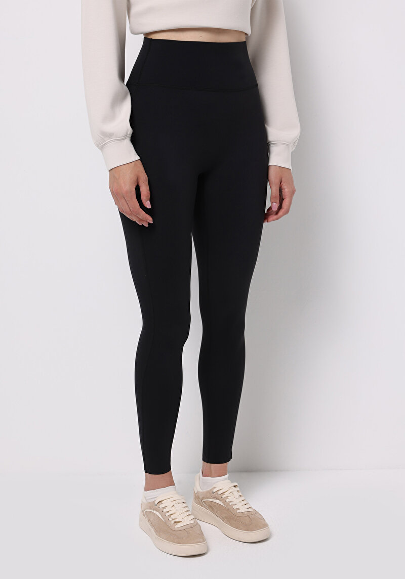 Slim Fit   Kadın Siyah Örme Tayt