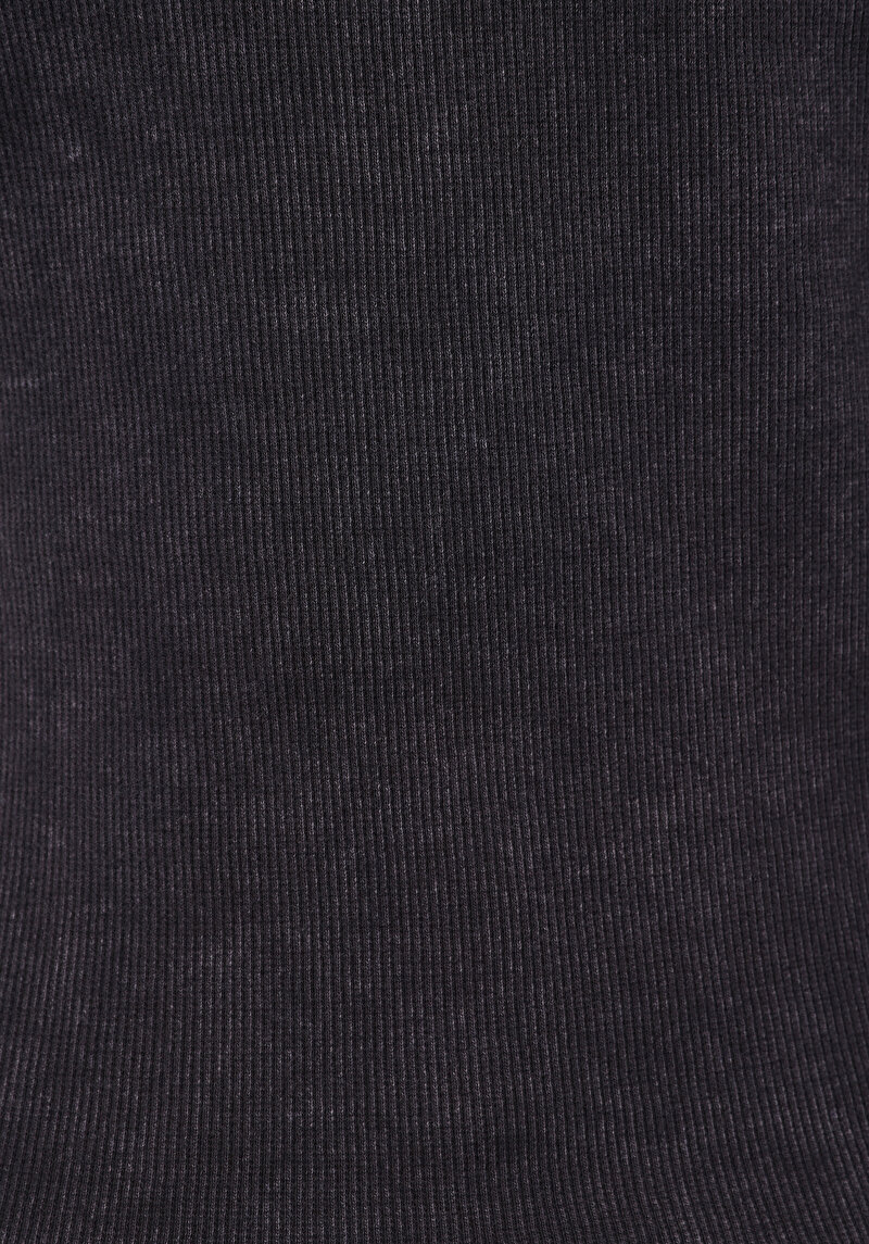 Slim Fit Yuvarlak Yaka Düz Kadın Antrasit Uzun Kol Tişört