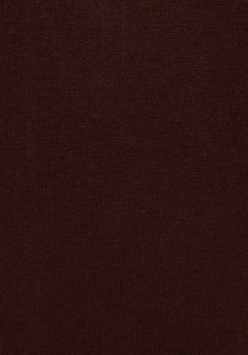 Slim Fit Polo Yaka Düz Kadın Kahverengi Kazak