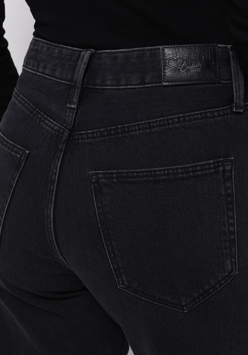 Regular Fit   Kadın Siyah Jean Pantolon