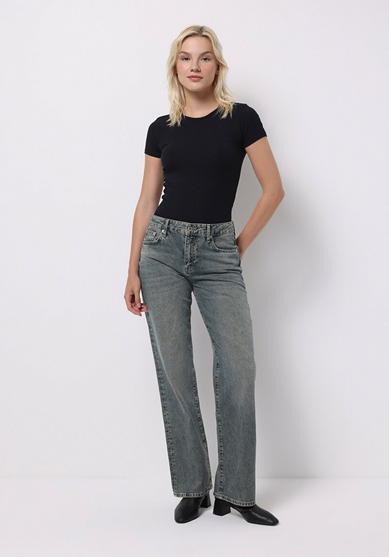 Straight Fit Kadın İndigo Jean Pantolon