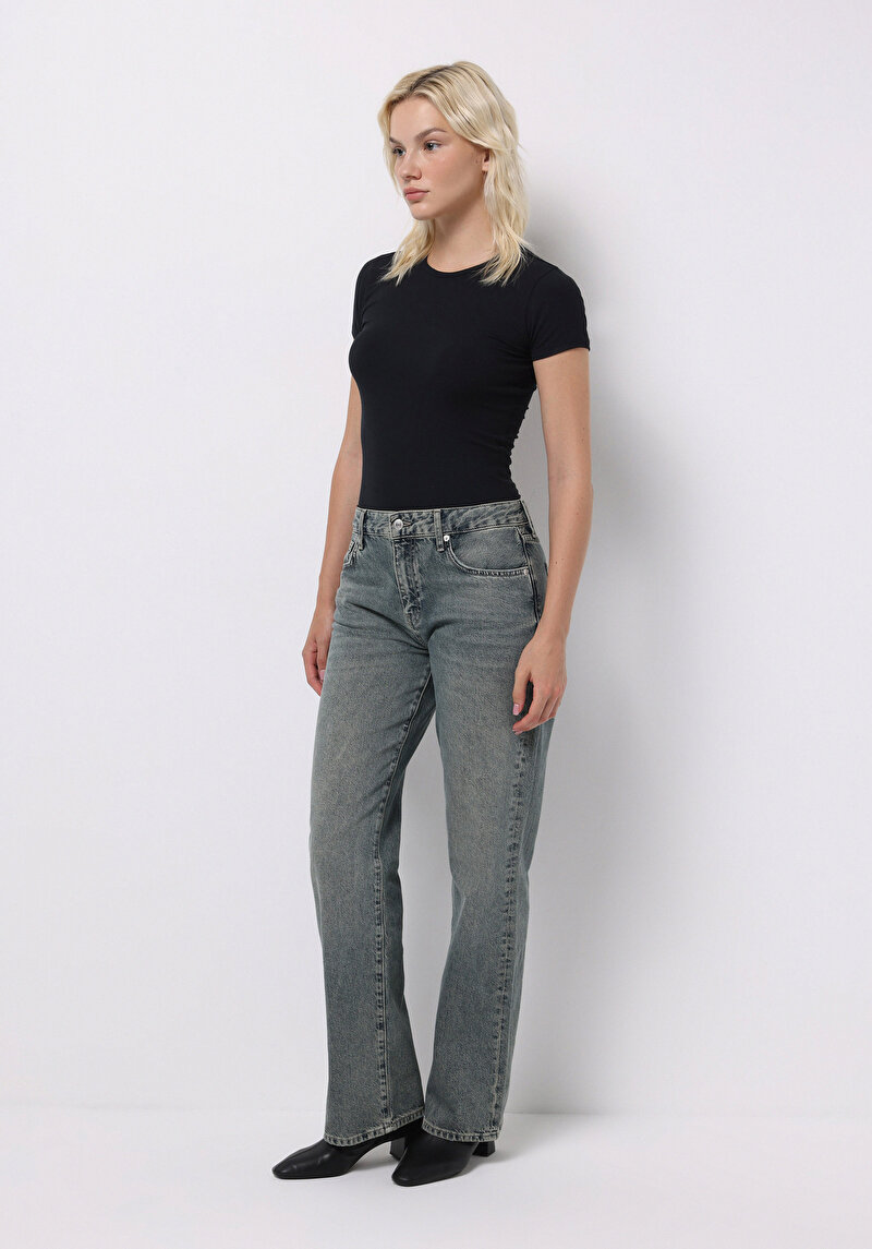 Straight Fit Kadın İndigo Jean Pantolon