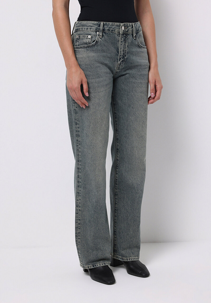 Straight Fit Kadın İndigo Jean Pantolon