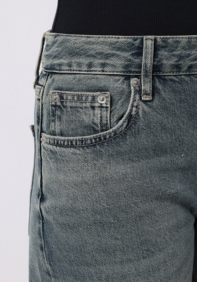 Straight Fit   Kadın İndigo Jean Pantolon
