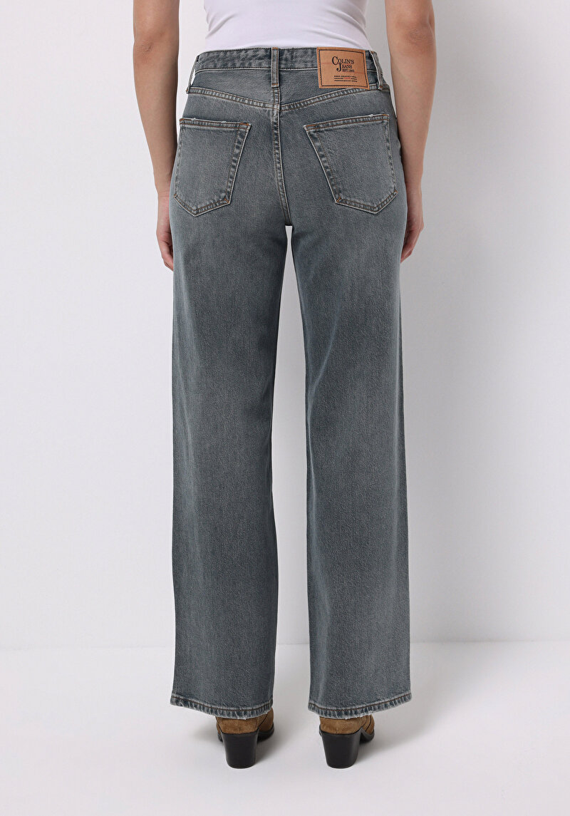 Regular Fit Kadın Gri Jean Pantolon