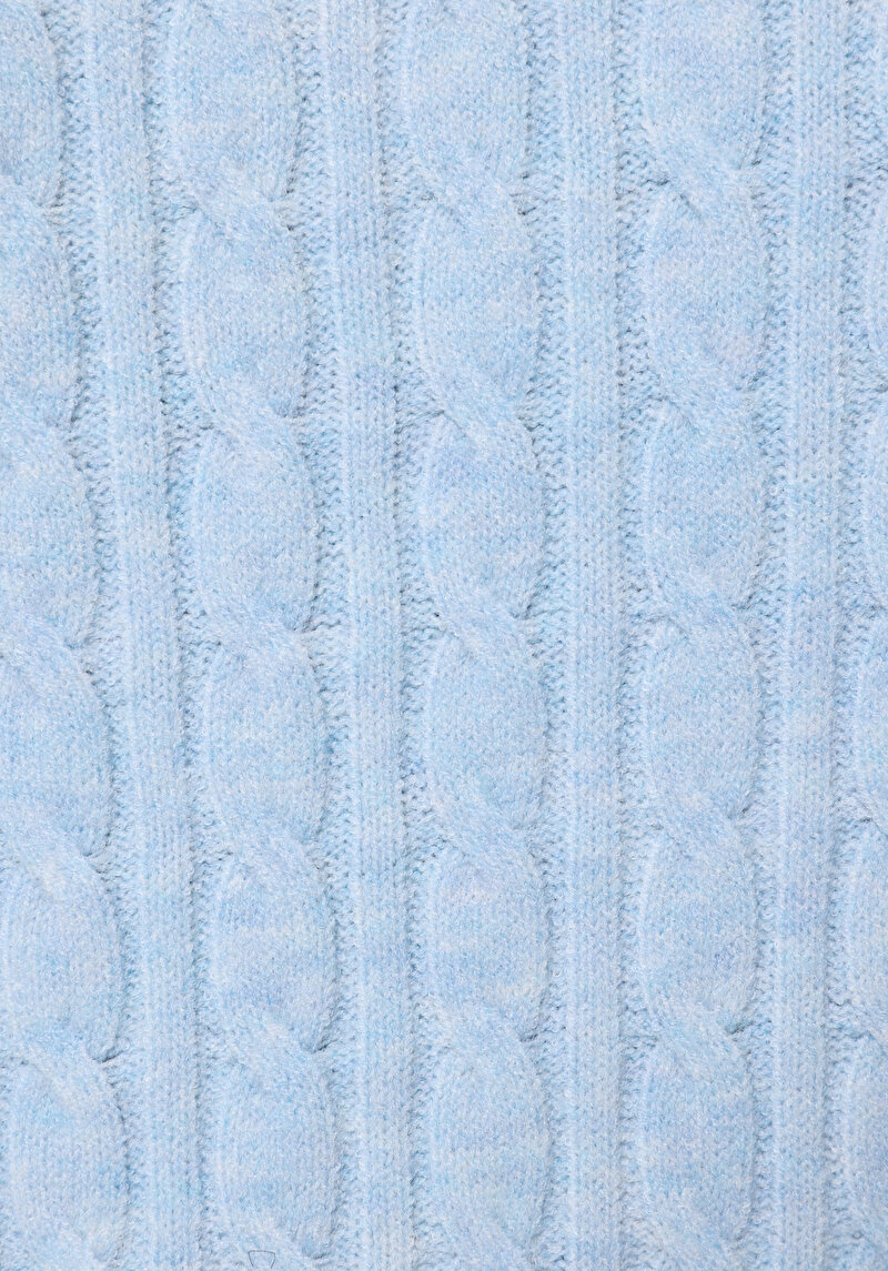 Regular Fit Yarım Balıkçı Yaka Düz Kadın Mavi Kazak