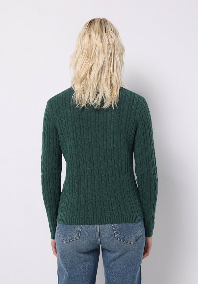 Regular Fit Yarım Balıkçı Yaka Düz Kadın Yeşil Kazak