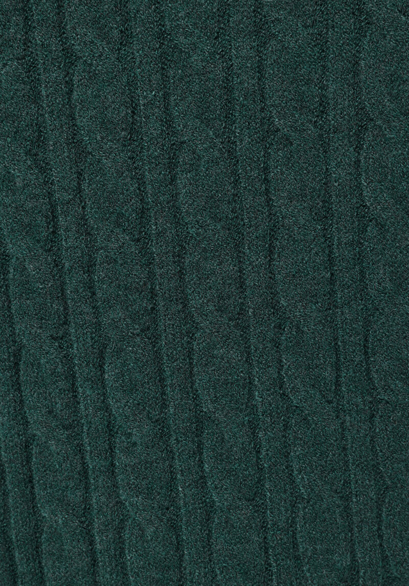 Regular Fit Yarım Balıkçı Yaka Düz Kadın Yeşil Kazak