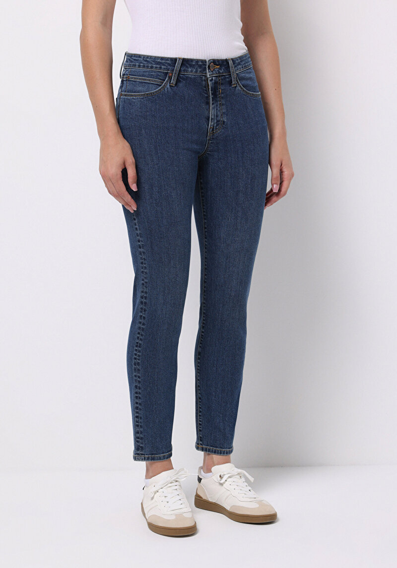 Slim Fit Dar Paça Kadın İndigo Jean Pantolon