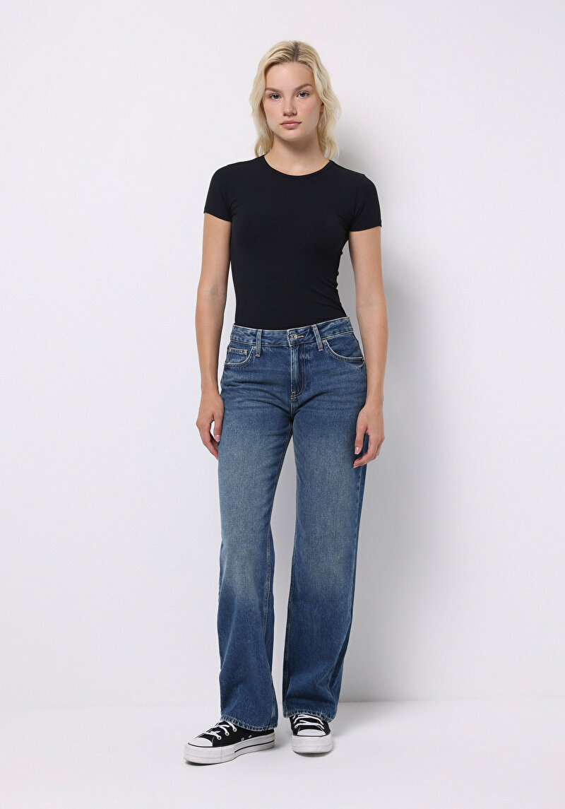 Straight Fit Kadın Antrasit Jean Pantolon