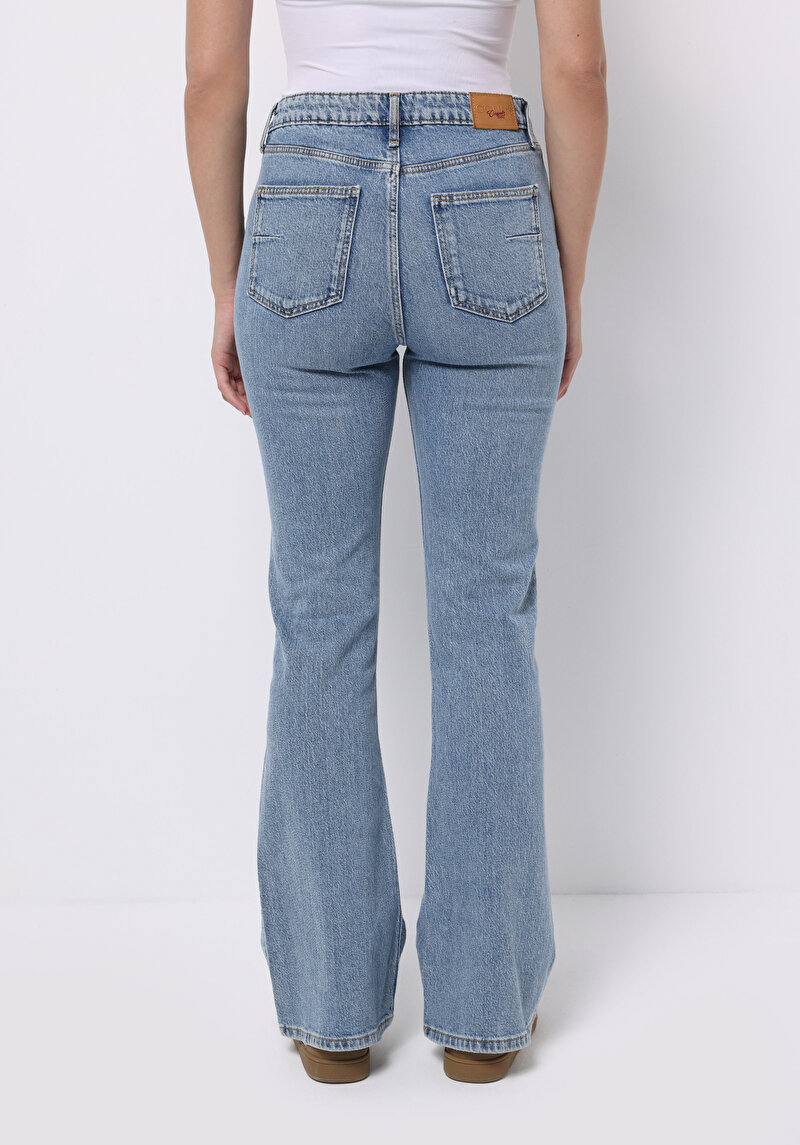 Regular Fit   Kadın İndigo Jean Pantolon