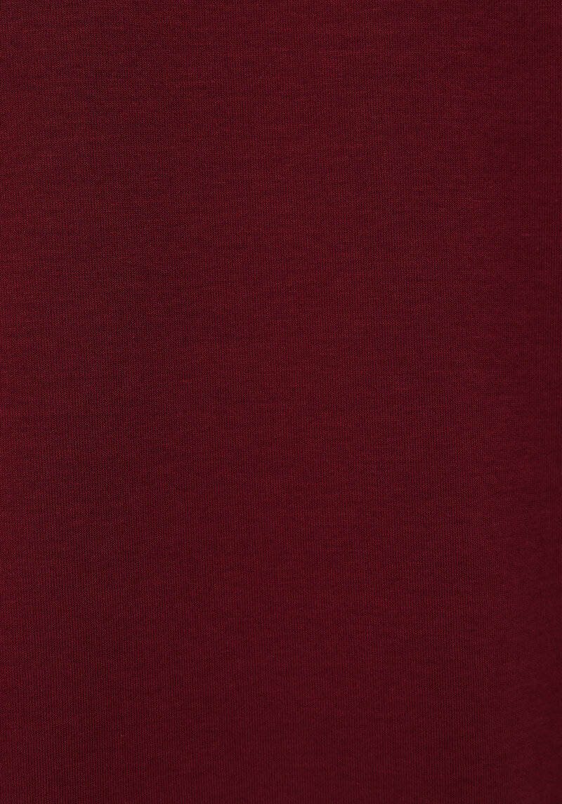Regular Fit Fermuarlı Düz Kadın Bordo Sweatshirt
