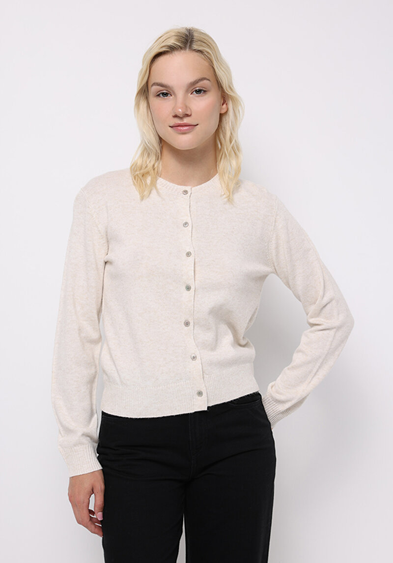 Slim Fit   Kadın Bej Hırka
