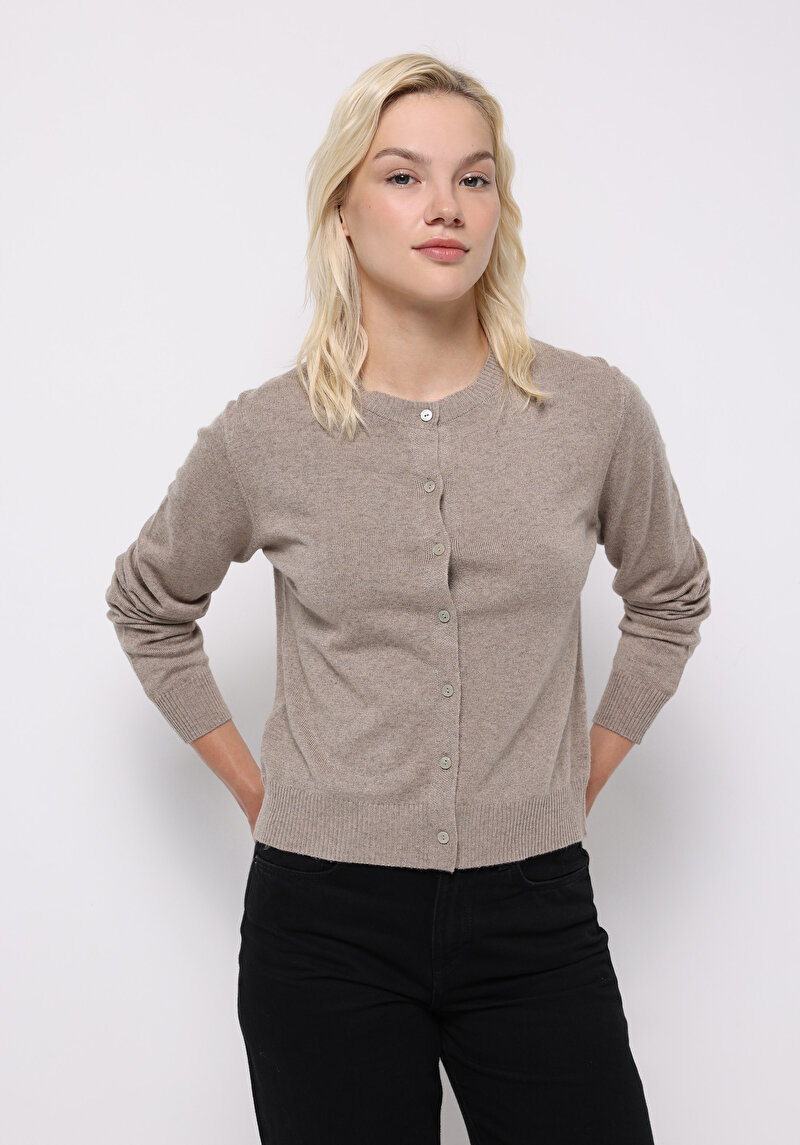 Slim Fit Kadın Bej Hırka