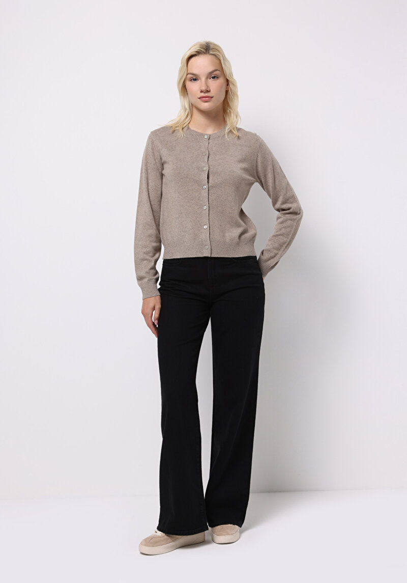 Slim Fit Kadın Bej Hırka