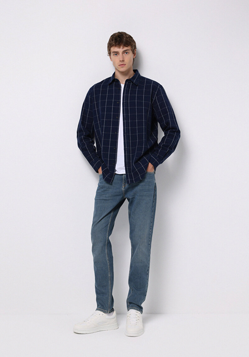 Regular Fit Erkek Yeşil Jean Pantolon
