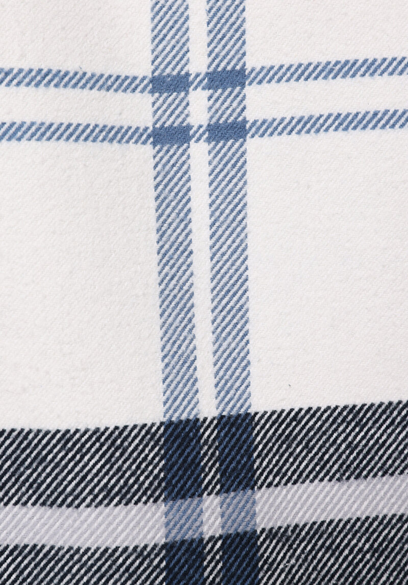 Comfort Fit Shirt Neck Ekoseli Erkek Mavi Shacket