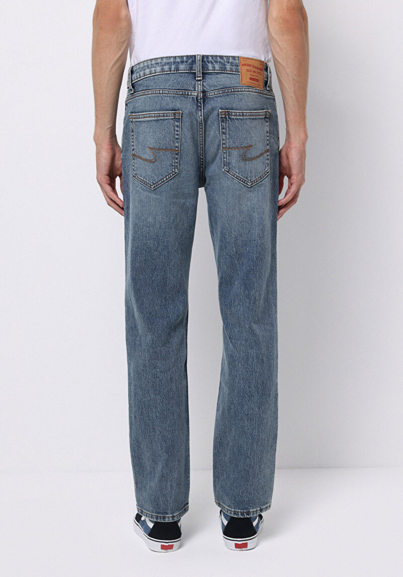 Regular Fit Erkek İndigo Jean Pantolon