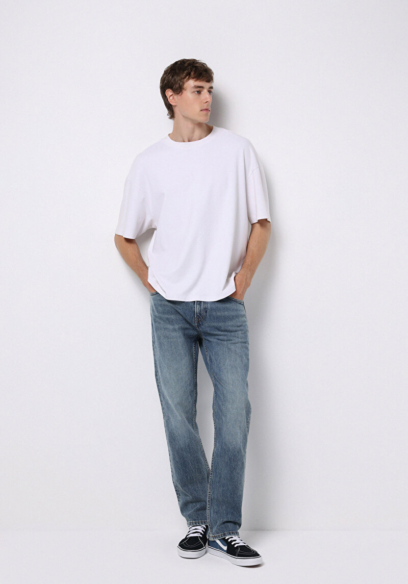 Regular Fit Erkek İndigo Jean Pantolon