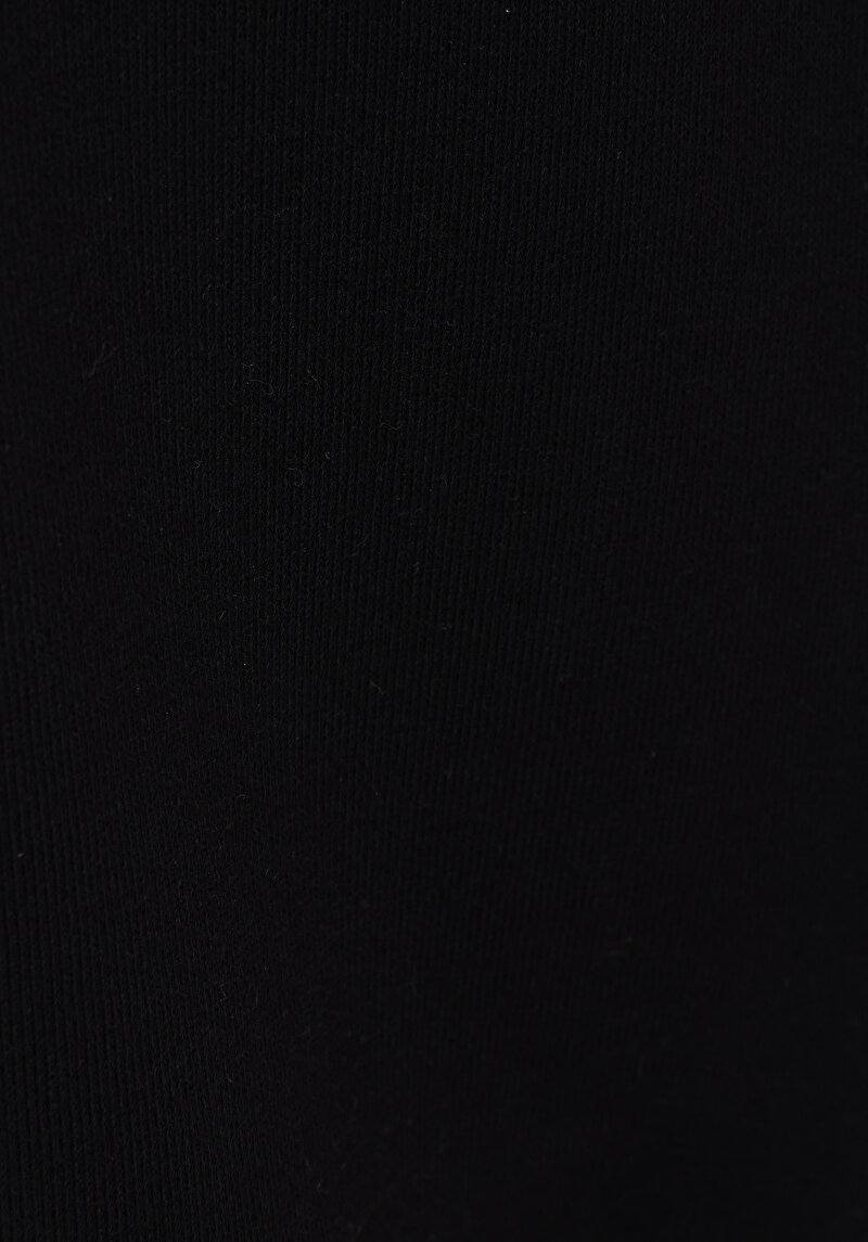 Slim Fit Orta Bel Düz Örme Erkek Siyah Eşofman Altı