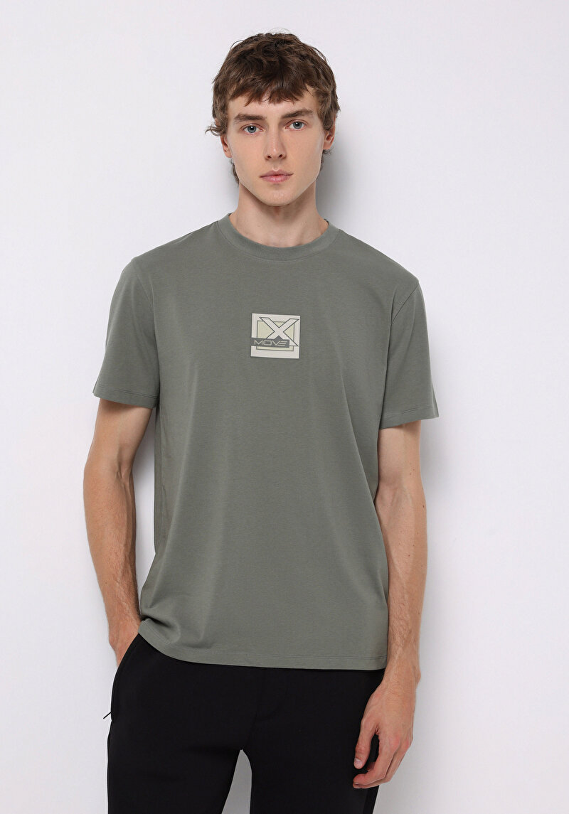 Regular Fit Yuvarlak Yaka Düz Erkek Yeşil Kısa Kol Tişört