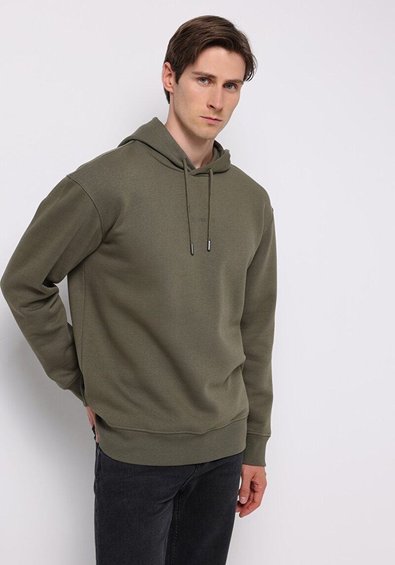 Comfort Fit Erkek Yeşil Sweatshirt