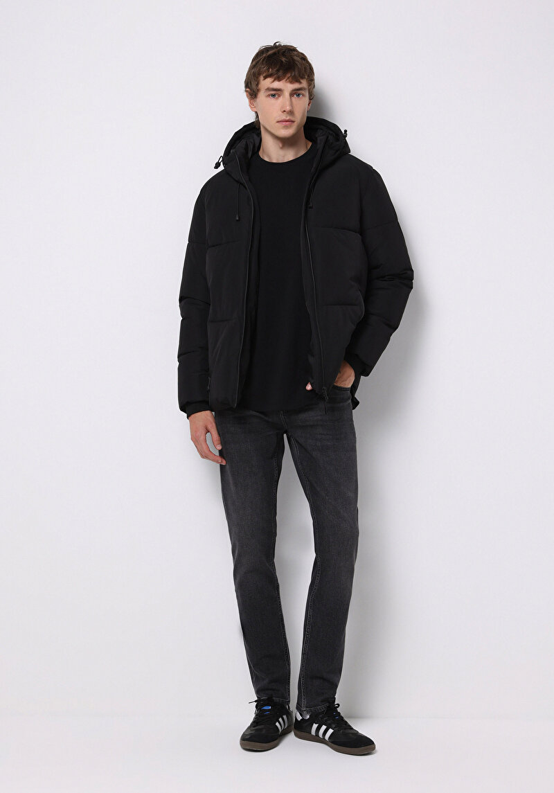 Slim Fit Erkek Siyah Mont