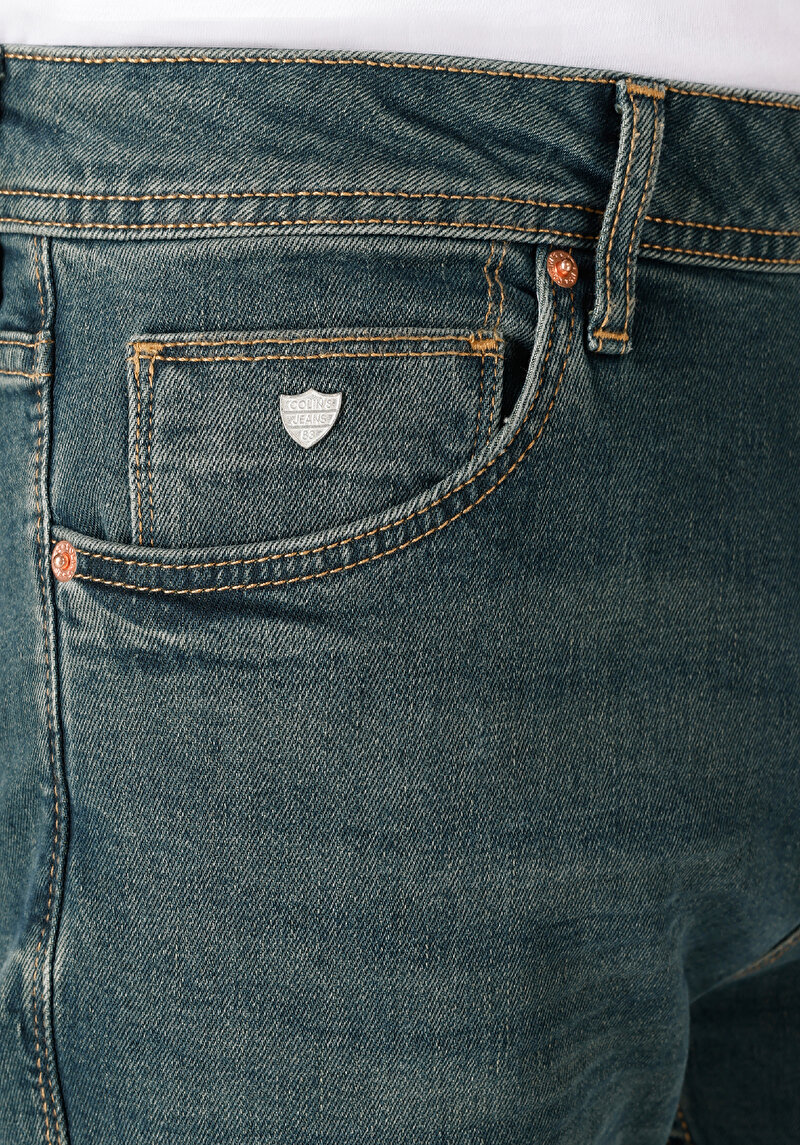 Regular Fit   Erkek Yeşil Jean Pantolon