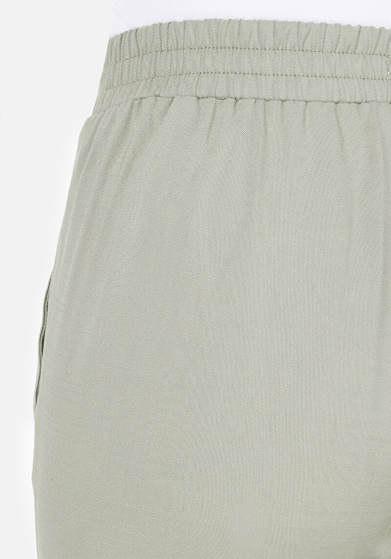 Regular Fit Yüksek Bel Düz Paça Kadın Yeşil  Pantolon
