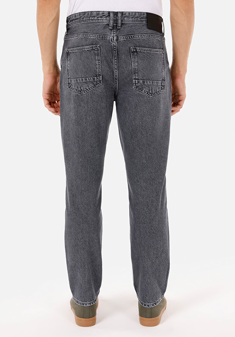 Loose Straight Fit   Erkek Black Denim Jean Pantolon