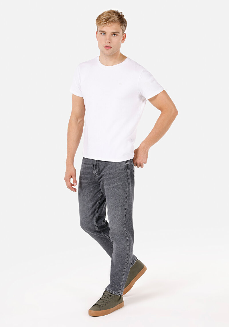 Loose Straight Fit   Erkek Black Denim Jean Pantolon