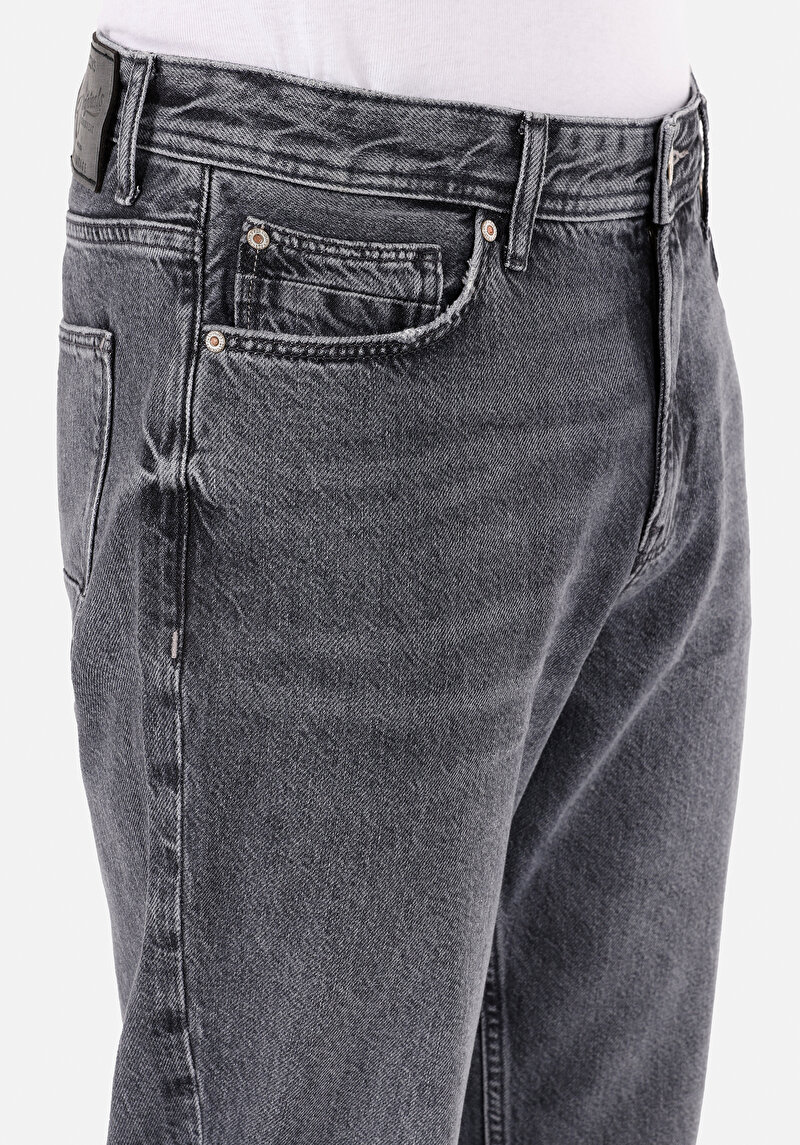 Loose Straight Fit   Erkek Black Denim Jean Pantolon
