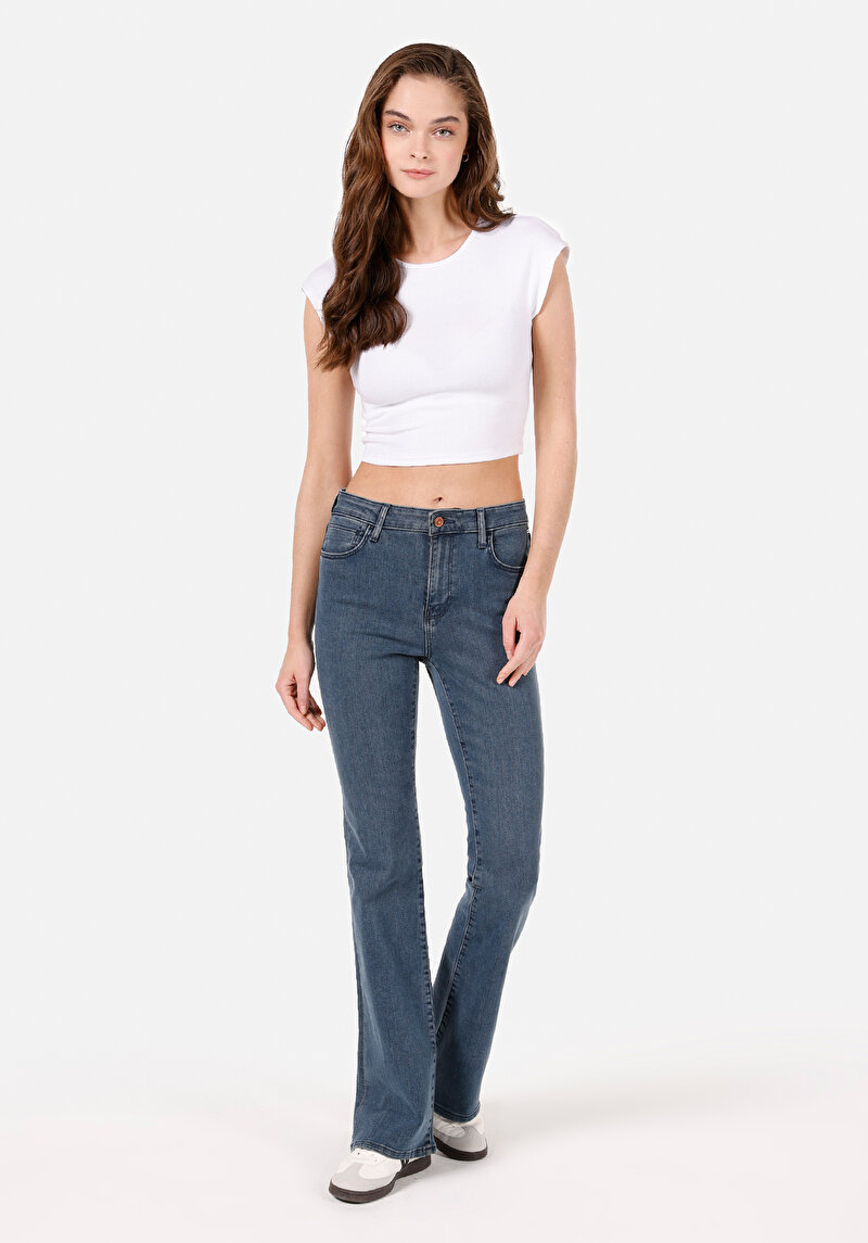 Slim Fit   Kadın Koyu İndigo Jean Pantolon