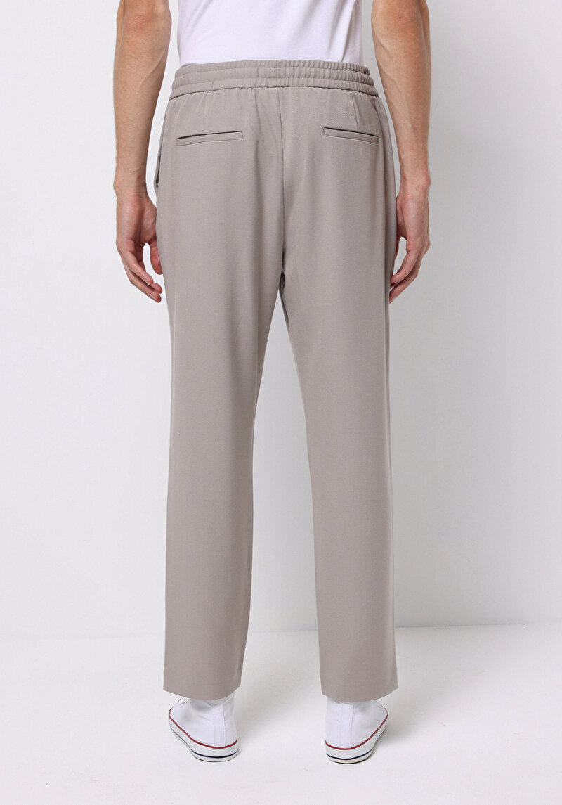 Regular Fit Orta Bel Düz Paça Erkek Bej  Pantolon