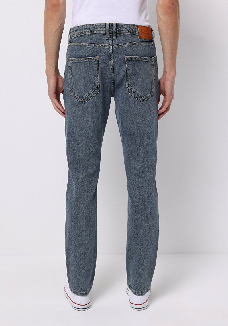 Straight Fit Erkek İndigo Jean Pantolon