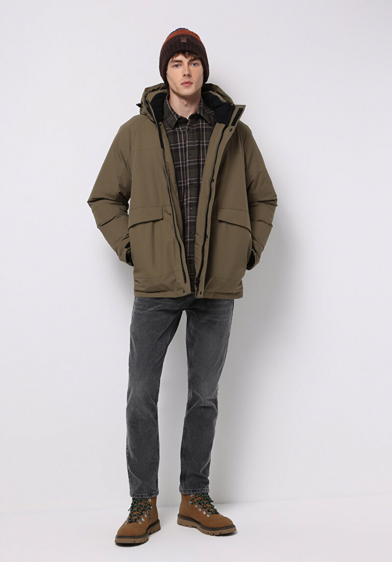 Regular Fit     Erkek Yeşil Mont