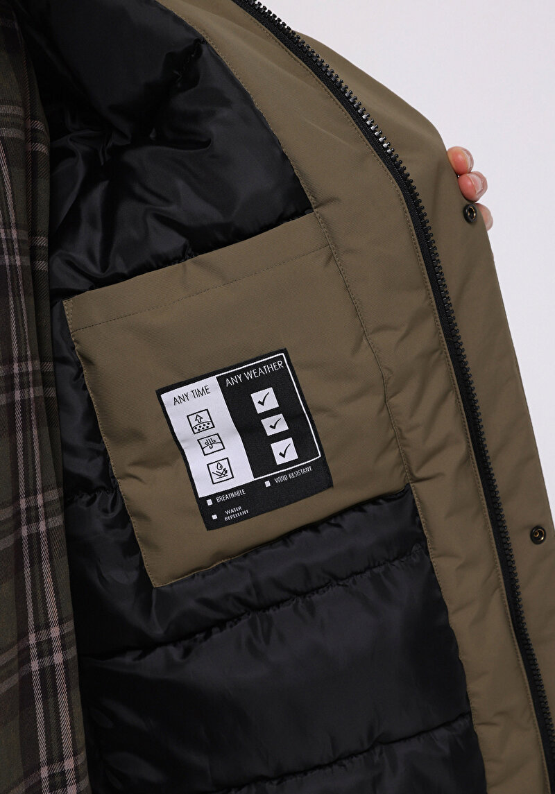 Regular Fit     Erkek Yeşil Mont