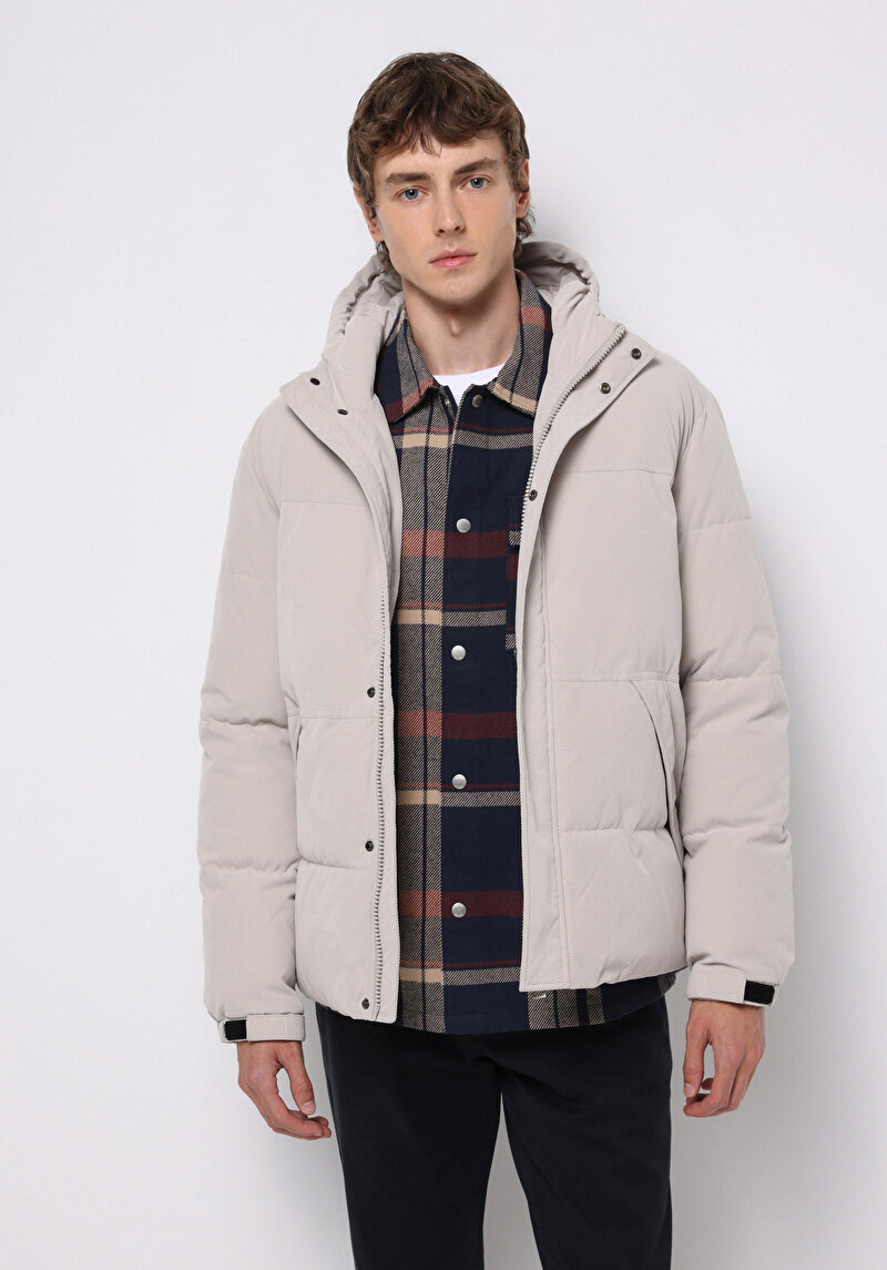 Regular Fit Erkek Ekru Mont