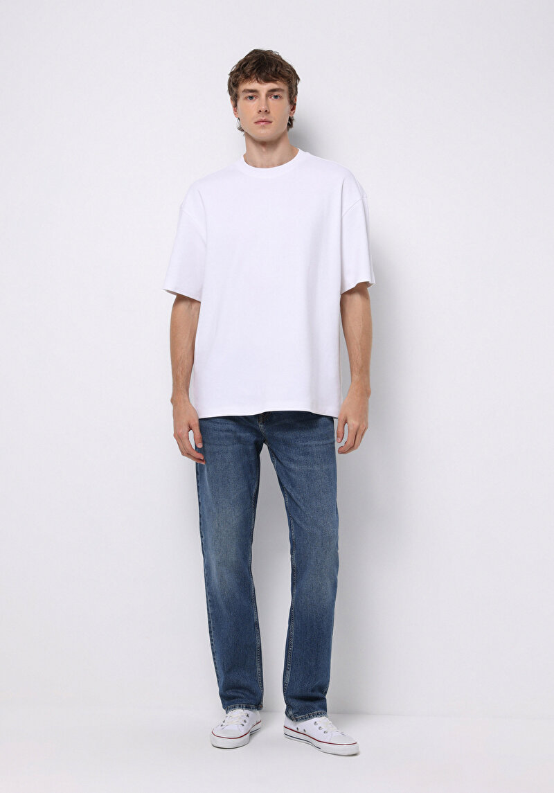 Regular Fit Erkek İndigo Jean Pantolon