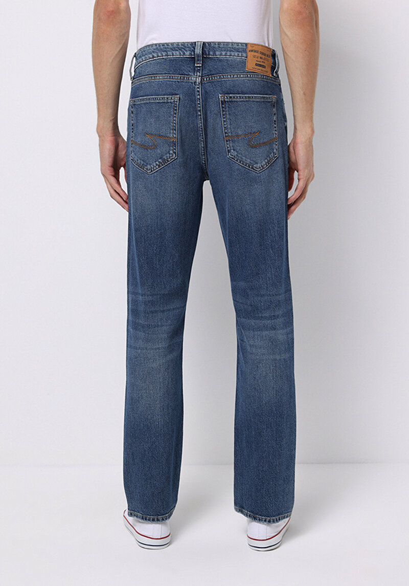Regular Fit Erkek İndigo Jean Pantolon