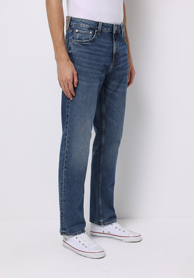 Regular Fit Erkek İndigo Jean Pantolon