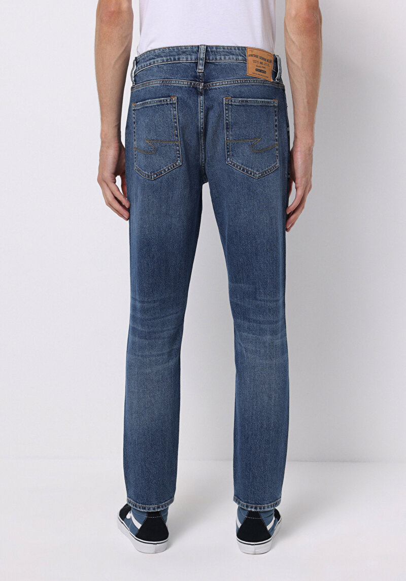 Regular Fit Erkek İndigo Jean Pantolon