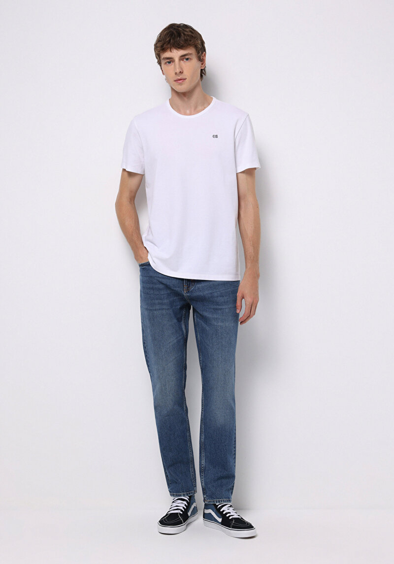 Regular Fit Erkek İndigo Jean Pantolon