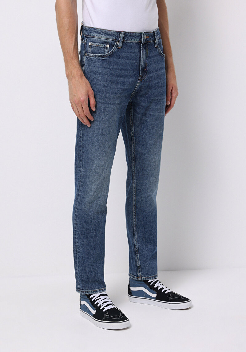 Regular Fit Erkek İndigo Jean Pantolon