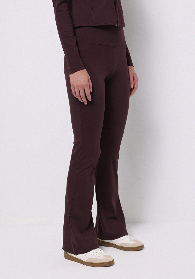 Slim Fit Kadın Mor Örme Tayt