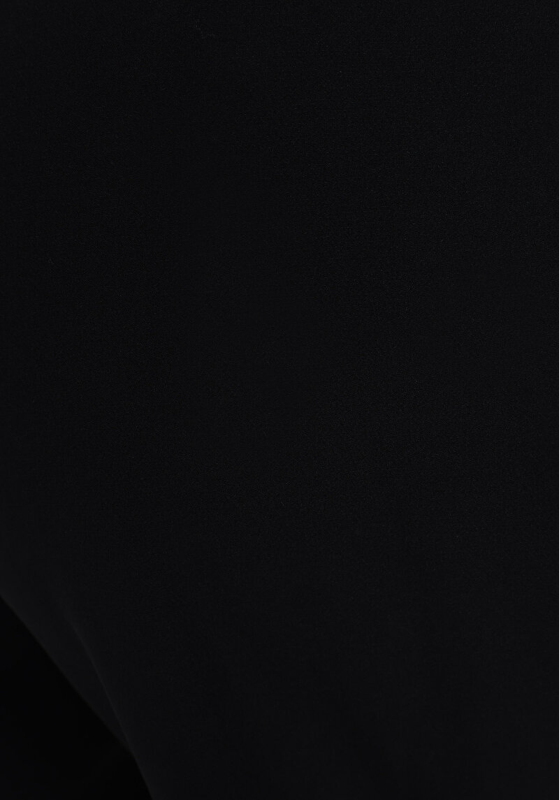 Regular Fit Düşük Bel Geniş Paça Kadın Siyah  Pantolon