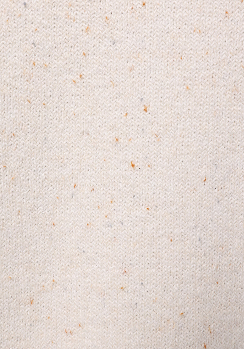 Regular Fit Yuvarlak Yaka Düz Kadın Ekru Kazak