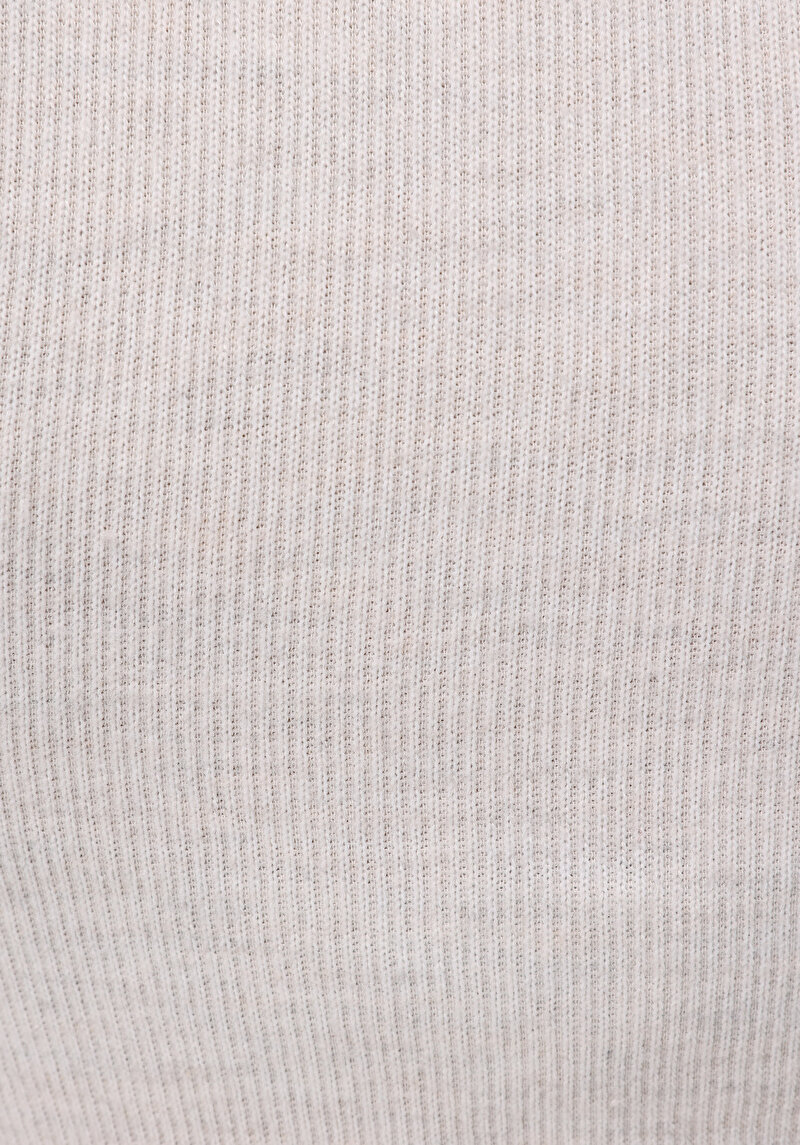 Slim Fit Yuvarlak Yaka Düz Kadın Ekru Tişört