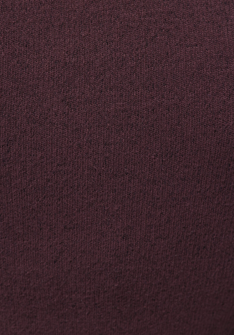 Slim Fit Yuvarlak Yaka Düz Kadın Mor Tişört