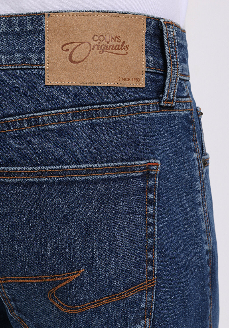 Slim Fit Düşük Bel Dar Paça Erkek İndigo Jean Pantolon